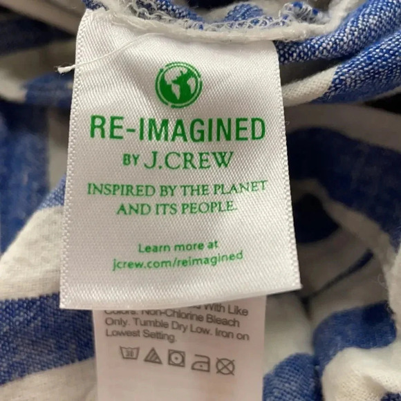 J Crew Factory linen blend paper bag waist striped pants Size 0 Blue White - Picture 11 of 13